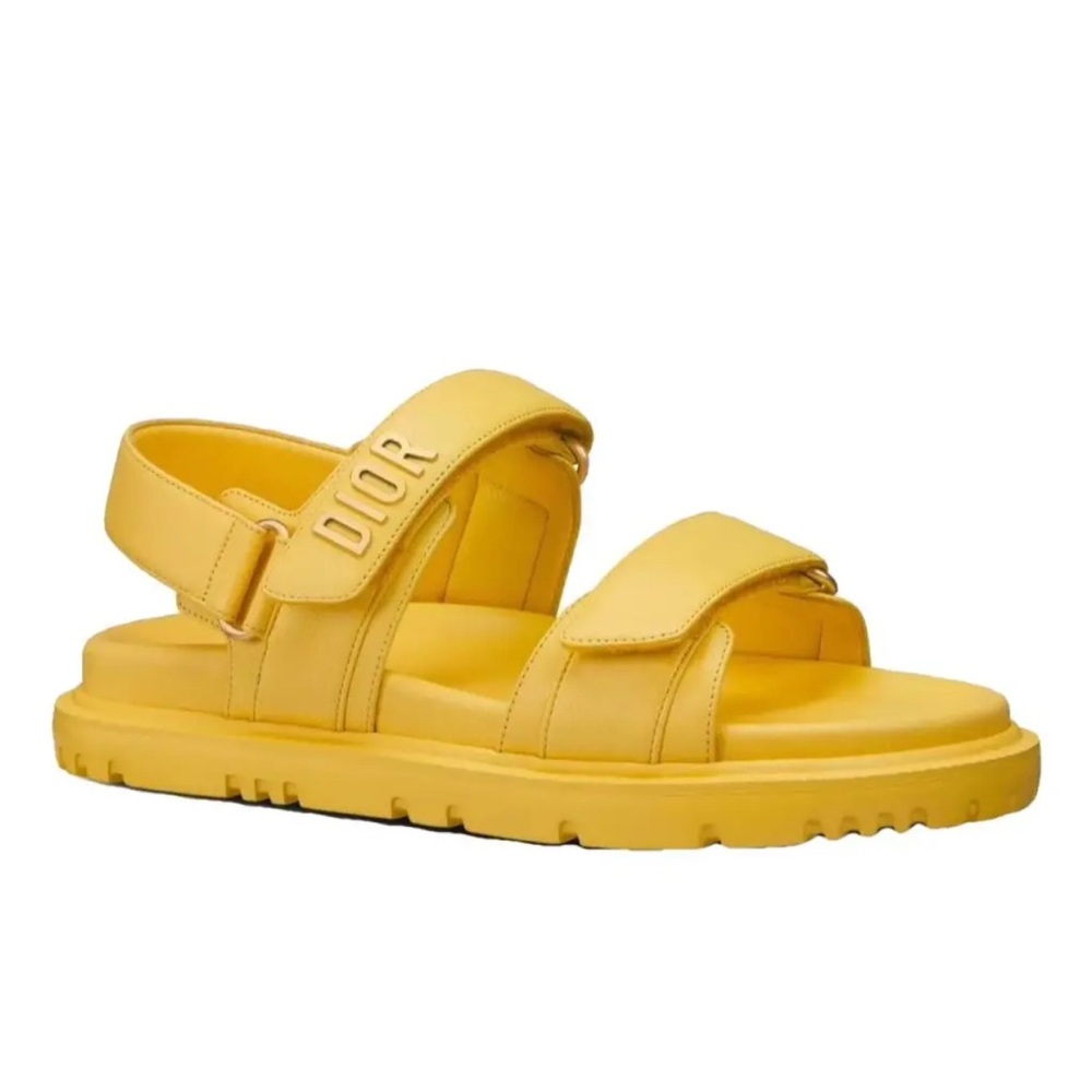 Dior Yellow Leather DiorAct Flat Sandals  size 36